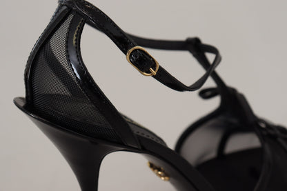 Dolce &amp; Gabbana Schwarze Stiletto High Heels Sandalen Schuhe