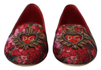 Dolce &amp; Gabbana – Slipper mit mehrfarbigem Jacquard-Aufnäher „Sacred Heart“