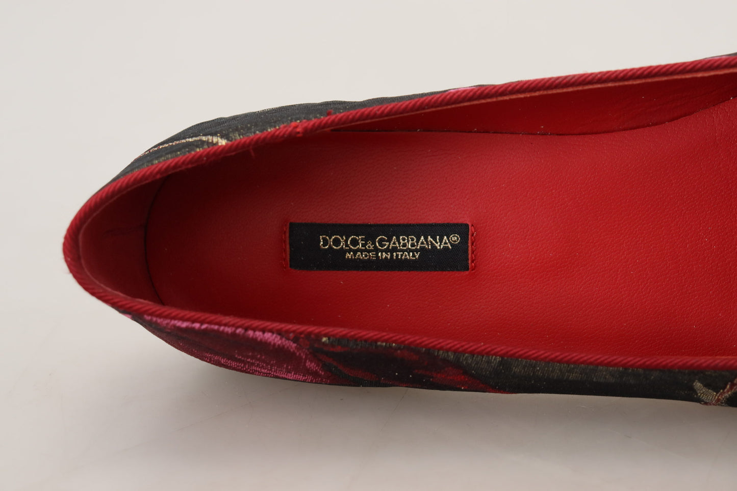 Dolce &amp; Gabbana – Slipper mit mehrfarbigem Jacquard-Aufnäher „Sacred Heart“