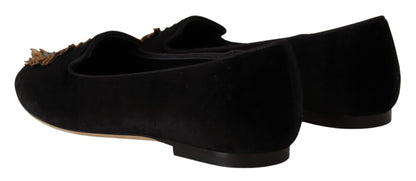 Dolce &amp; Gabbana – Schwarze Slipper mit Herz-Jesu-Patch