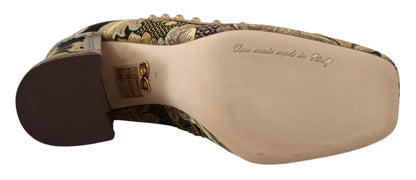 Dolce &amp; Gabbana – Pumps aus Brokat mit quadratischer Zehenpartie und goldenem Kristall