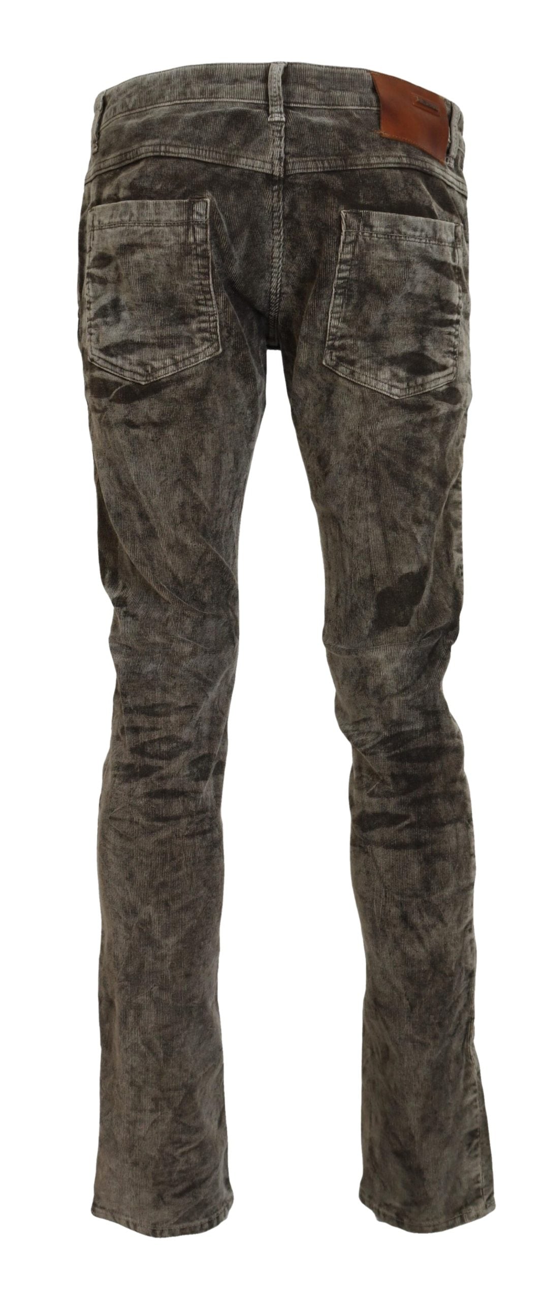 Acht Graue Slim Fit Jeans aus gewaschenem Baumwollcord