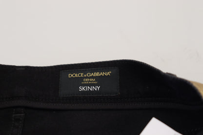 Dolce &amp; Gabbana – Zerfetzte Skinny-Jeans aus goldener Baumwolle für Herren