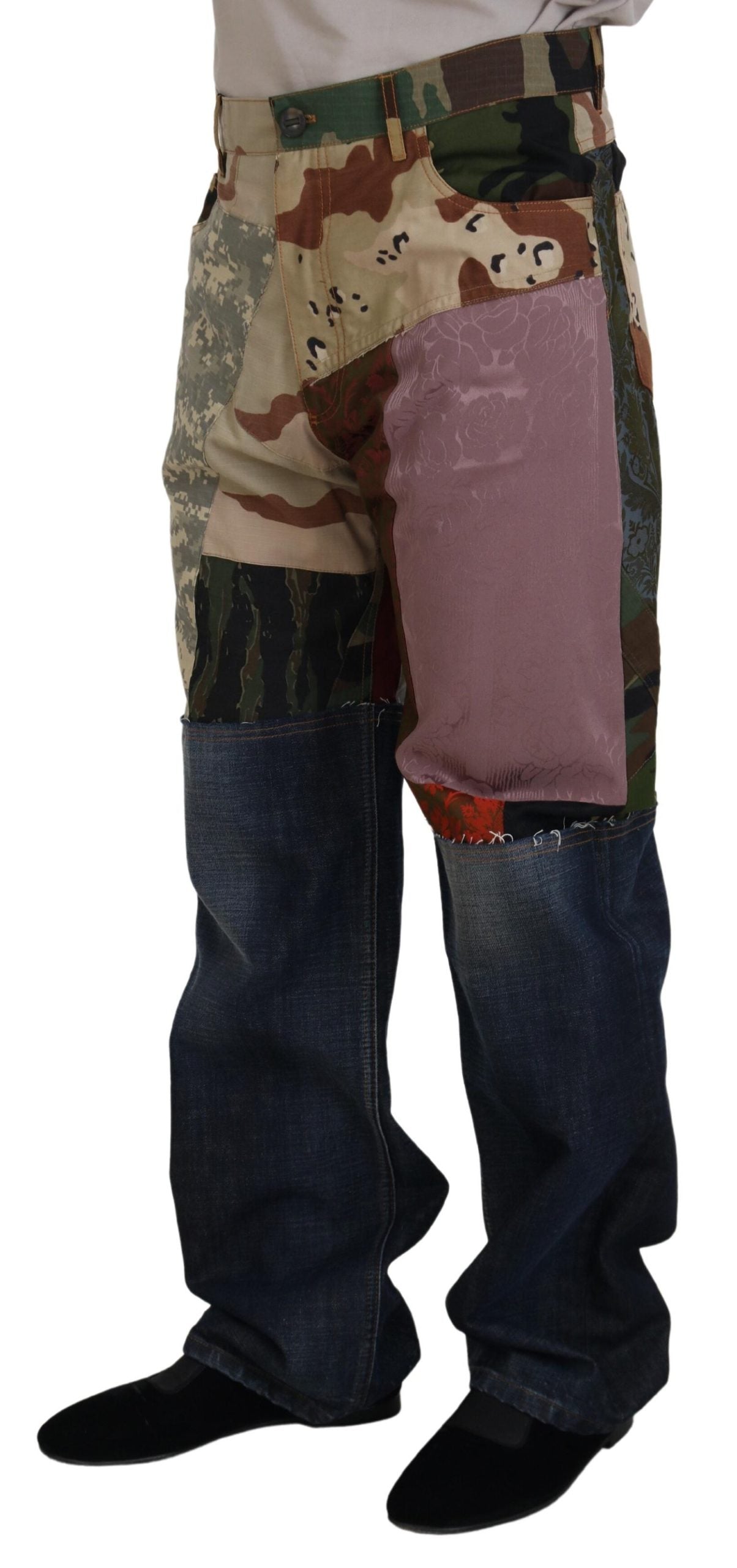 بنطلون جينز رجالي من دولتشي آند غابانا متعدد الألوان من الحرير المرقّع