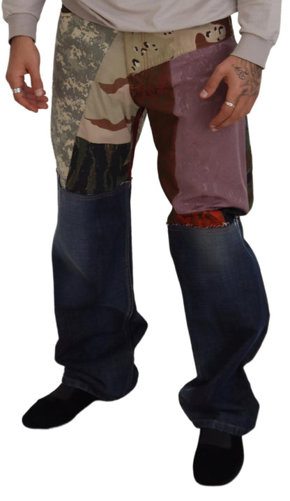 بنطلون جينز رجالي من دولتشي آند غابانا متعدد الألوان من الحرير المرقّع