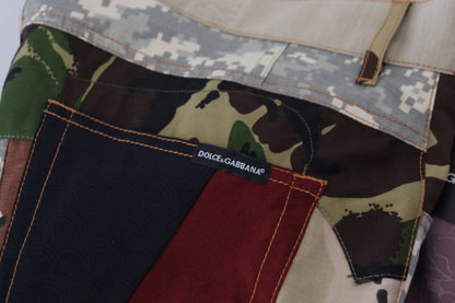 بنطلون جينز رجالي من دولتشي آند غابانا متعدد الألوان من الحرير المرقّع