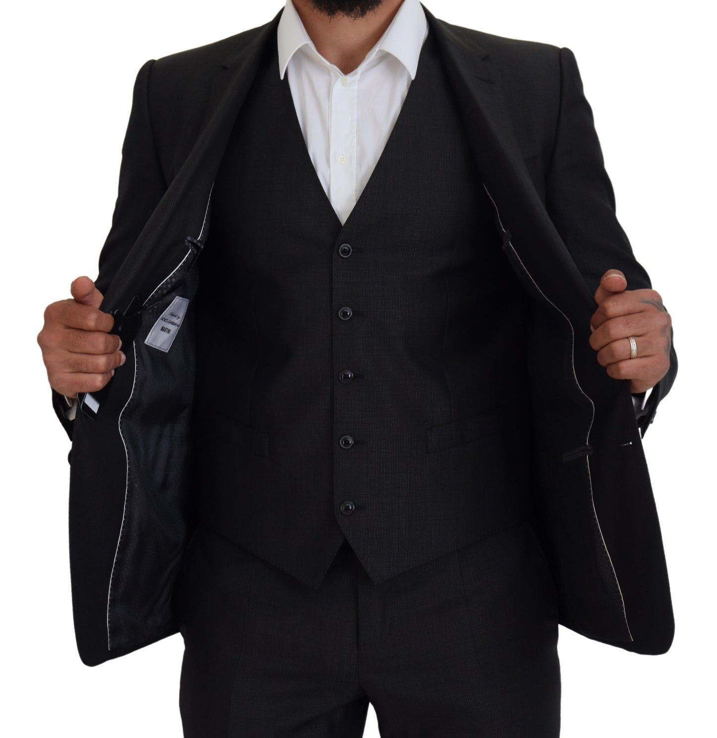 Dolce &amp; Gabbana Grauer MARTINI 3-teiliger Slim Fit Anzug