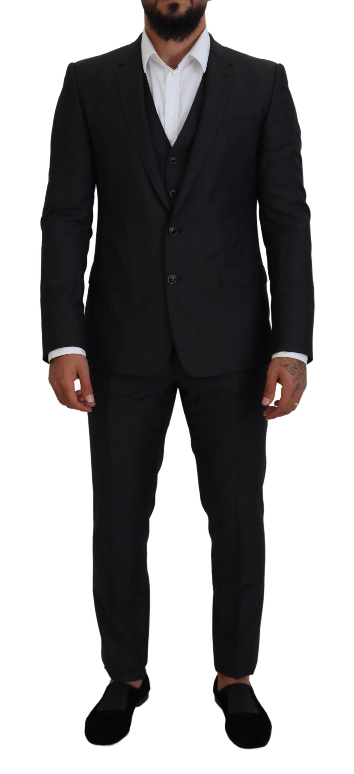 Dolce &amp; Gabbana Grauer MARTINI 3-teiliger Slim Fit Anzug