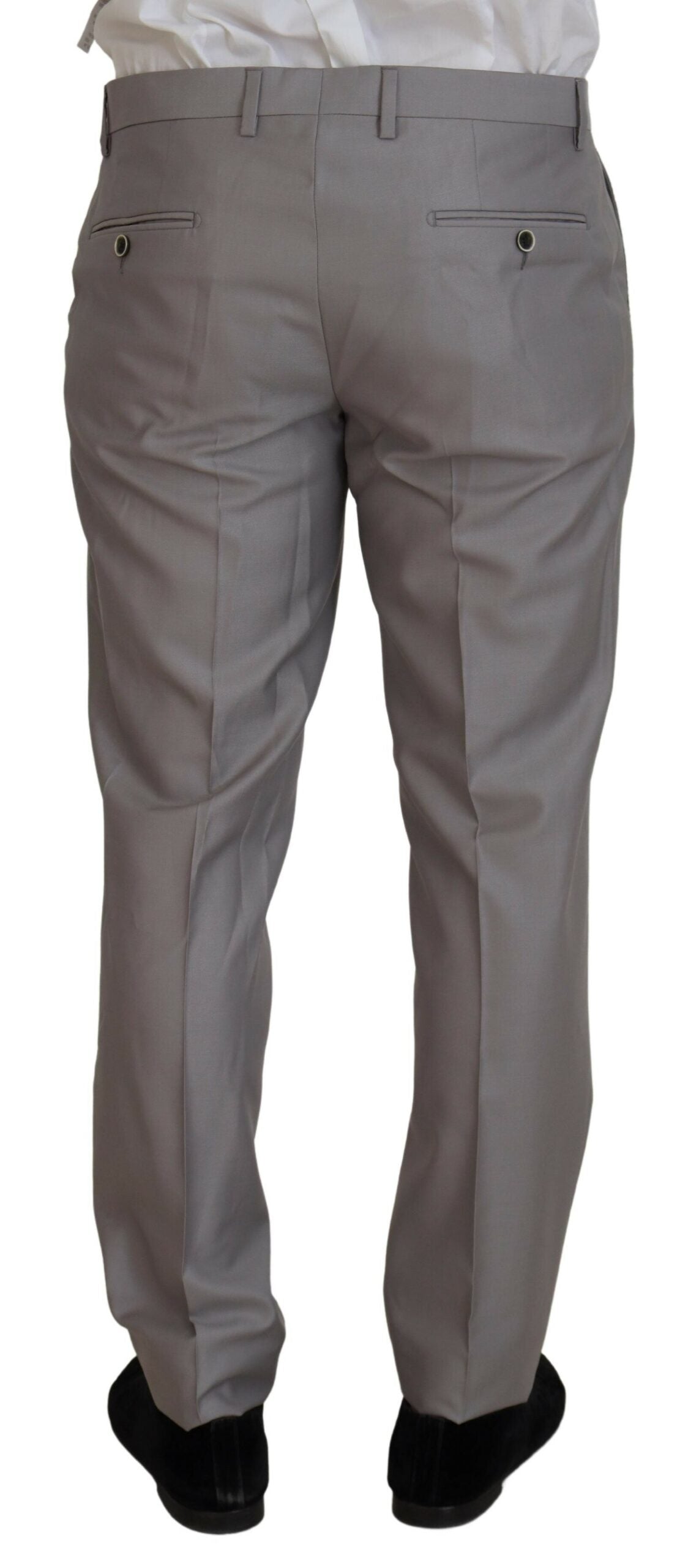 Dolce &amp; Gabbana – 3-teiliger Slim-Fit-Anzug aus silberner Wolle und Seide