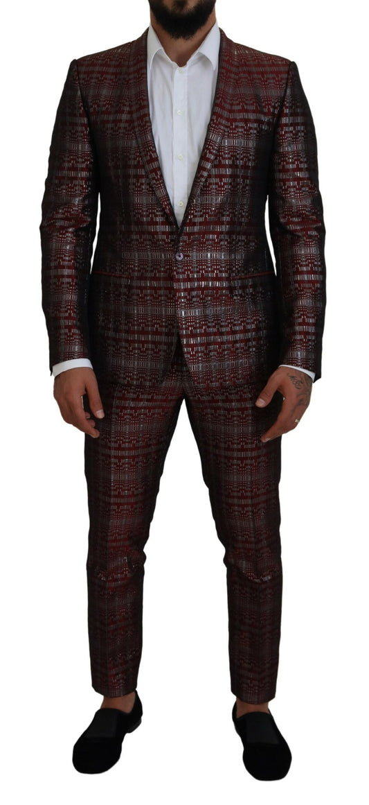 Dolce &amp; Gabbana Bordeaux Silber GOLD Slim Fit Anzug