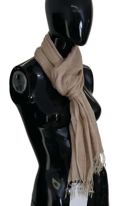Costume National Schal aus Baumwolle, beige, Foulard, Fransenschal