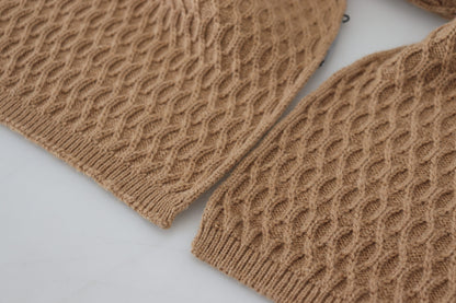 Dolce &amp; Gabbana Dunkelbrauner Wickelschal Gestrickter Kamelschal