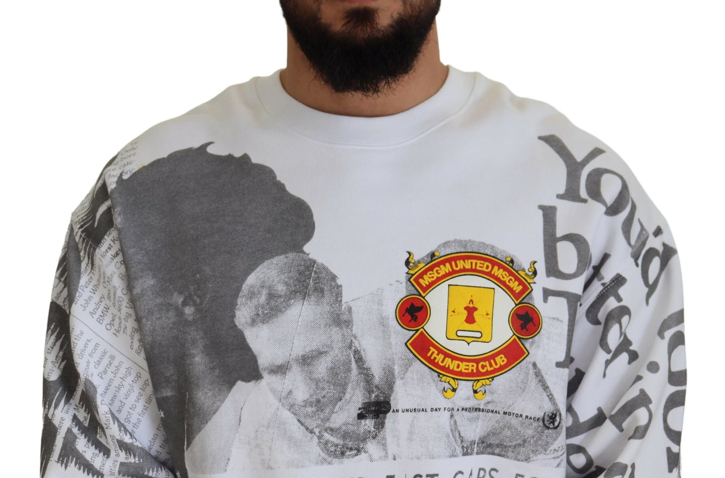 MSGM Weißer Pullover mit Rundhalsausschnitt aus Baumwolle