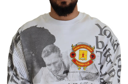 MSGM Weißer Pullover mit Rundhalsausschnitt aus Baumwolle