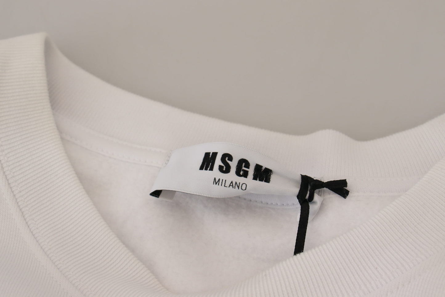 MSGM Weißer Pullover mit Rundhalsausschnitt aus Baumwolle