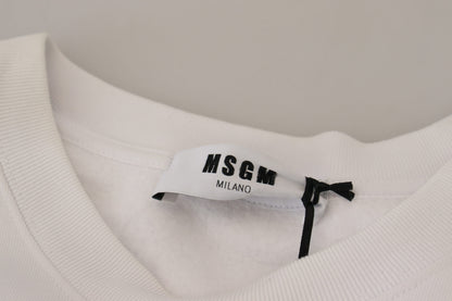 MSGM Weißer Pullover mit Rundhalsausschnitt aus Baumwolle