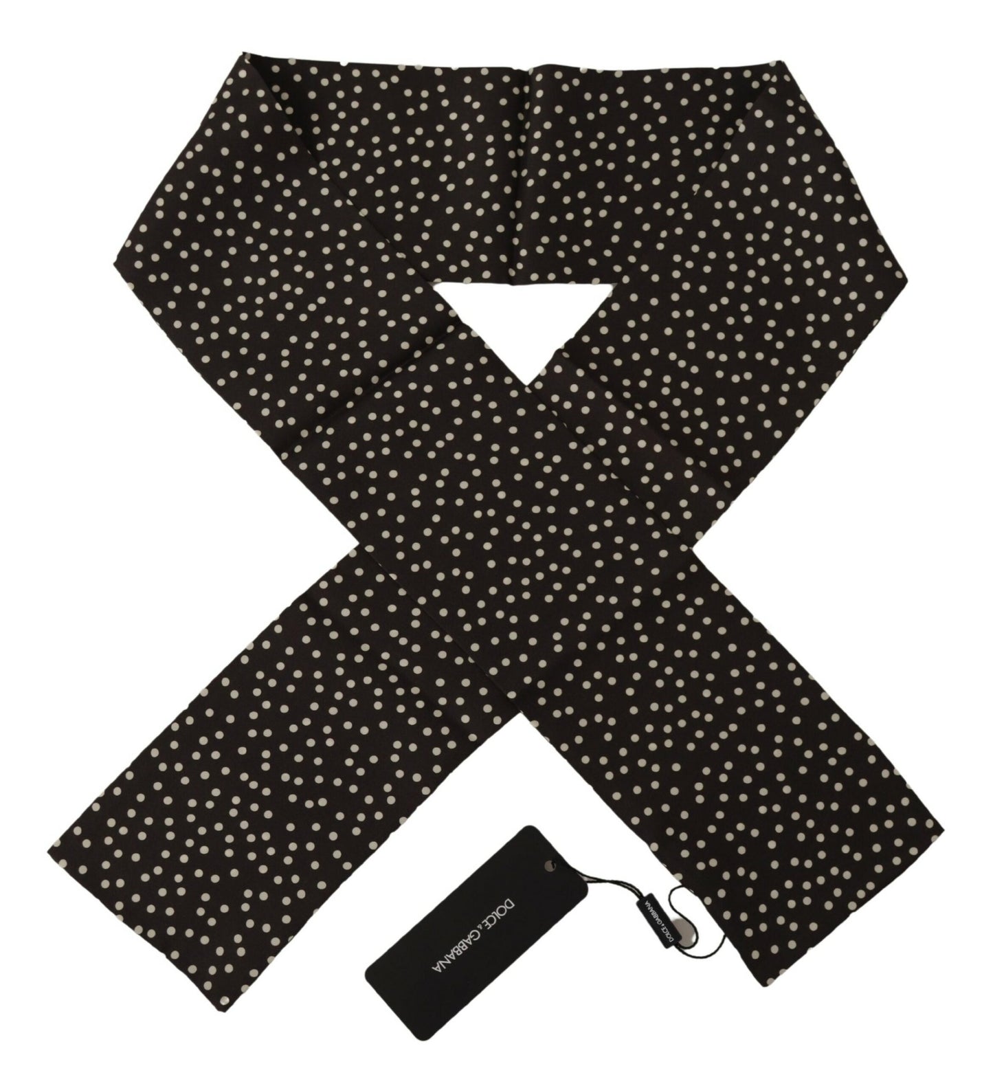 Dolce &amp; Gabbana Brauner gepunkteter Herrenschal, Halstuch, Schal