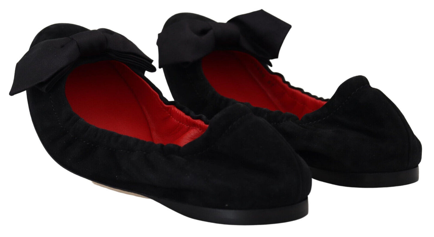 Dolce &amp; Gabbana – Flache Slipper-Ballerinas aus schwarzem Wildleder