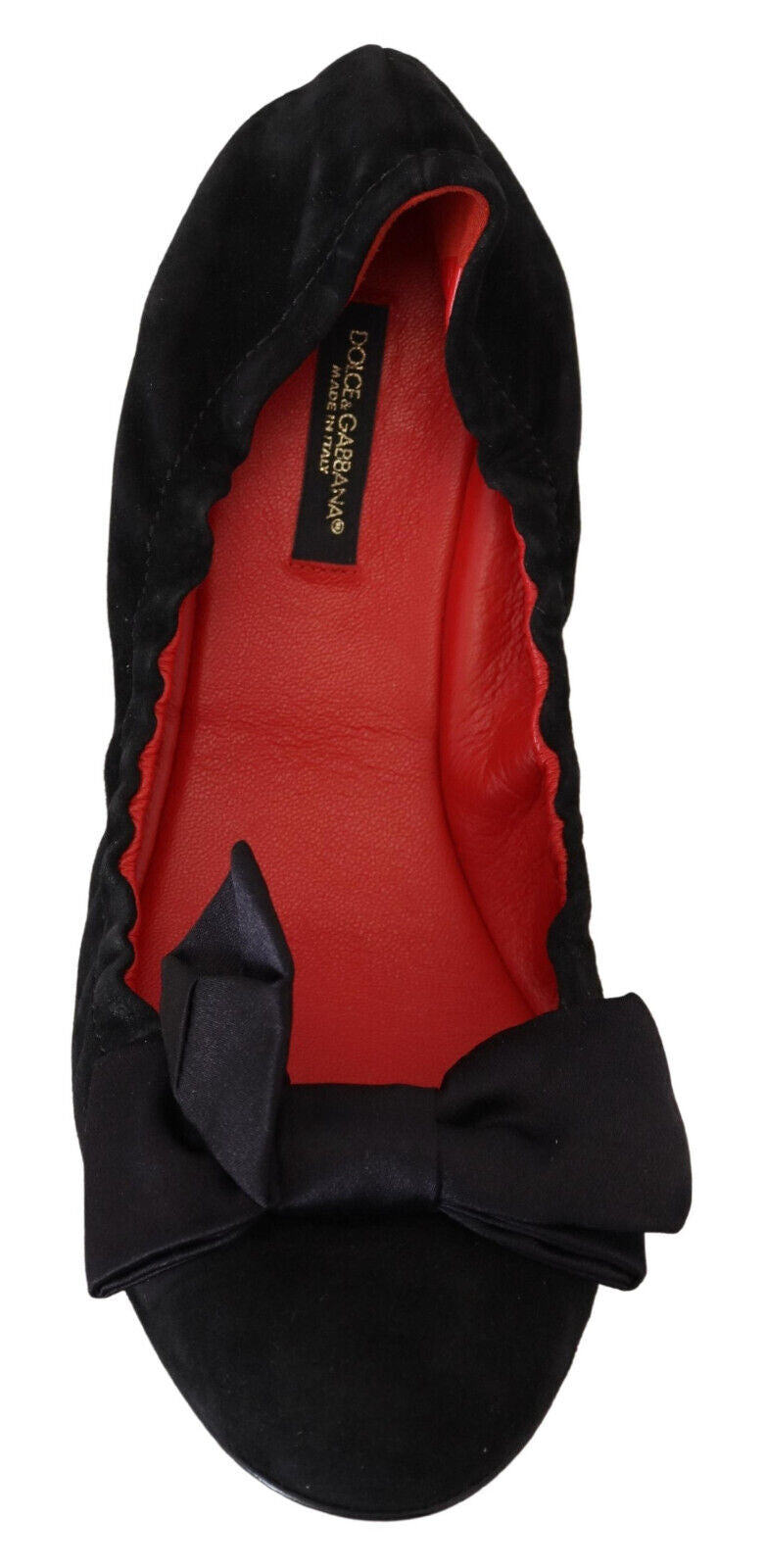 Dolce &amp; Gabbana – Flache Slipper-Ballerinas aus schwarzem Wildleder