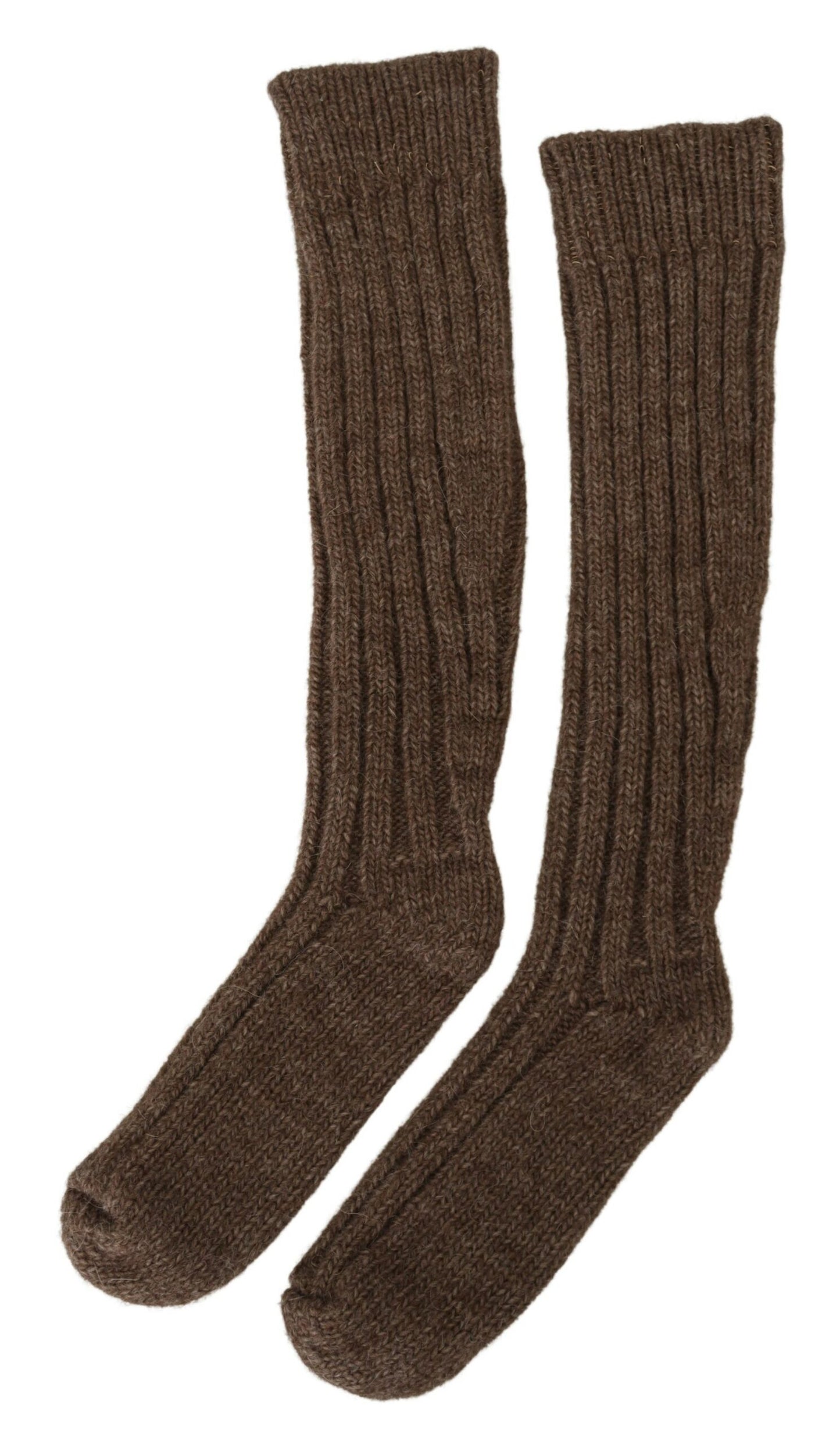 Dolce &amp; Gabbana – Lange Damensocken aus Wollstrick in Braun