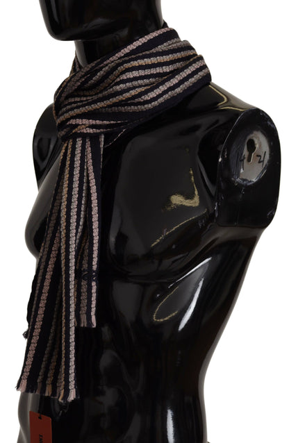 Missoni Schal aus Wollstrick mit Fransen und mehrfarbigen Streifen