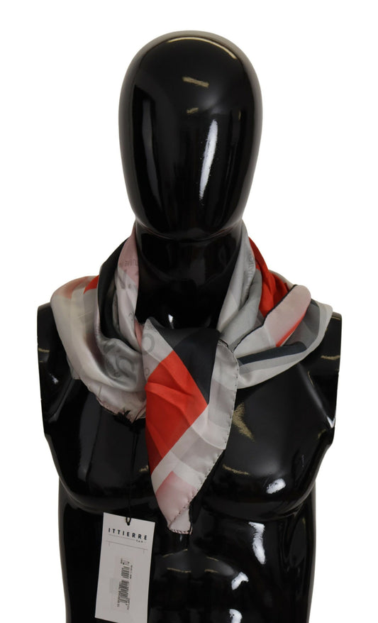 Costume National Grau Rot Seidenschal Foulard Wickelschal