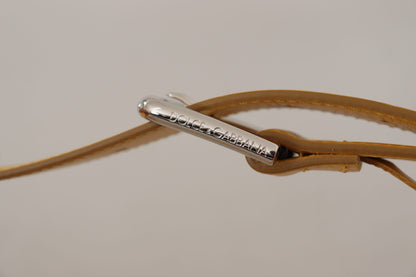 Dolce &amp; Gabbana – Gelber Ledergürtel mit silberfarbener Logo-Metallschnalle