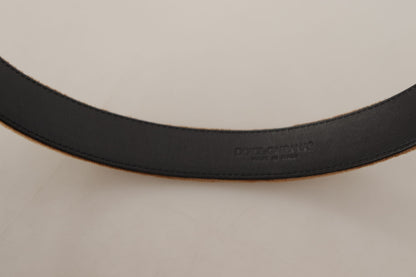Dolce &amp; Gabbana Brauner Samtgürtel mit bronzefarbener Vintage-Logoschnalle aus Metall