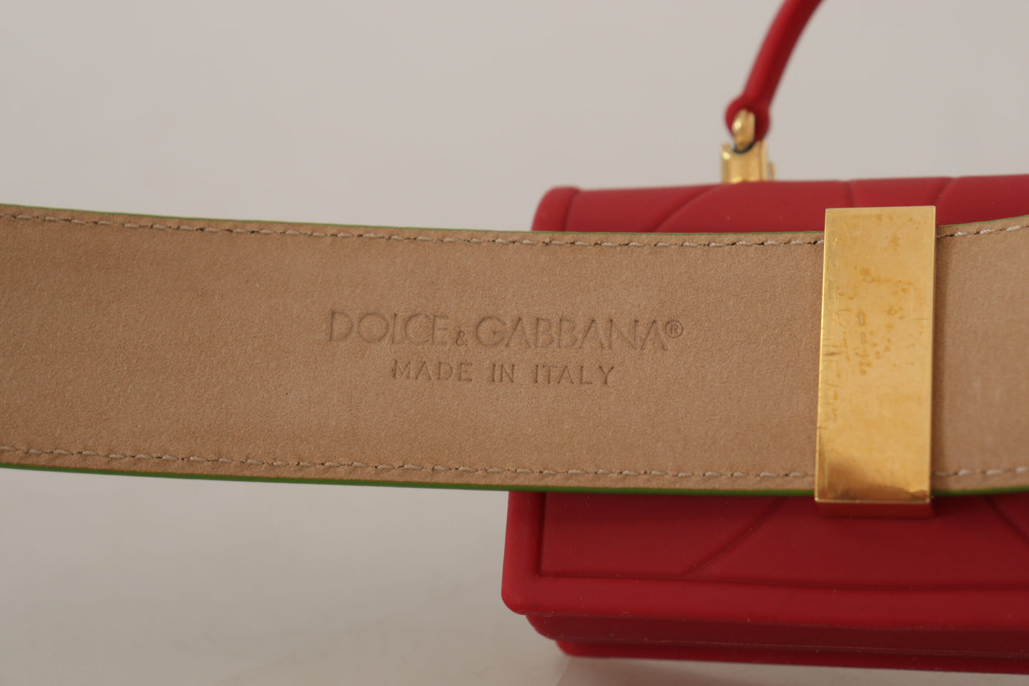 Dolce &amp; Gabbana – Devotion – Mikrotasche aus grünem Leder mit Herzmotiv und Kopfhörergürtel