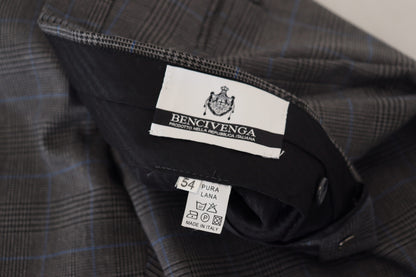 BENCIVENGA Grau karierte Anzughose aus Wolle