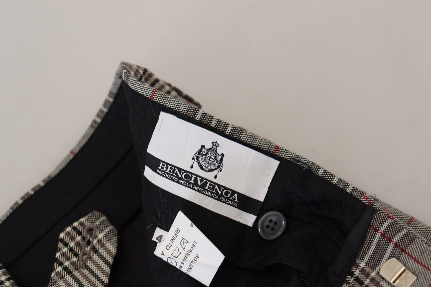 BENCIVENGA Grau karierte Skinny Herrenhose