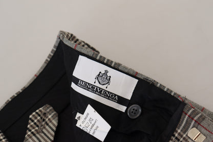 BENCIVENGA Grau karierte Skinny Herrenhose