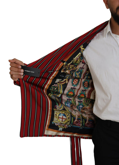 Dolce &amp; Gabbana – Rot gestreifter Morgenmantel mit Martini-Print
