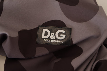Dolce &amp; Gabbana Grau gemusterte Polyester-Neoprenanzug-Bademode