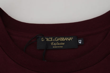 Dolce &amp; Gabbana – Kastanienbraunes, bedrucktes T-Shirt mit kurzen Ärmeln für Herren