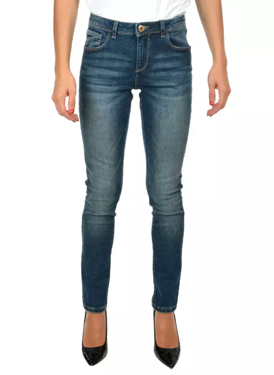 Yes Zee Damen Skinny Jeans aus blauer Baumwolle