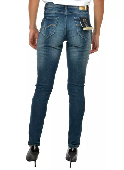 Yes Zee Damen Skinny Jeans aus blauer Baumwolle