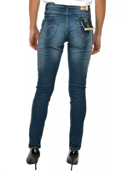 Yes Zee Damen Skinny Jeans aus blauer Baumwolle