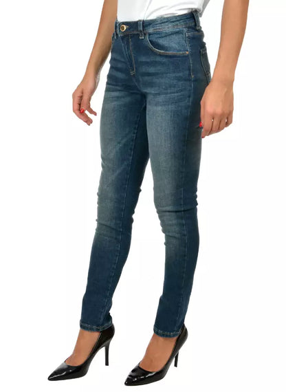 Yes Zee Damen Skinny Jeans aus blauer Baumwolle