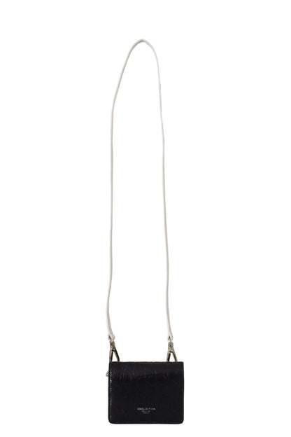 Dolce &amp; Gabbana Blau-weißes Kartenetui mit Caiman-Lederriemen