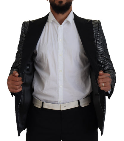 جاكيت بليزر دولتشي آند غابانا أسود فضي من الجاكار بقصّة سليم