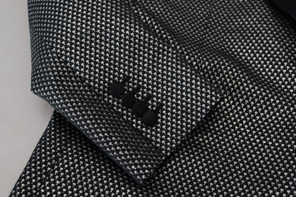 جاكيت بليزر دولتشي آند غابانا أسود فضي من الجاكار بقصّة سليم