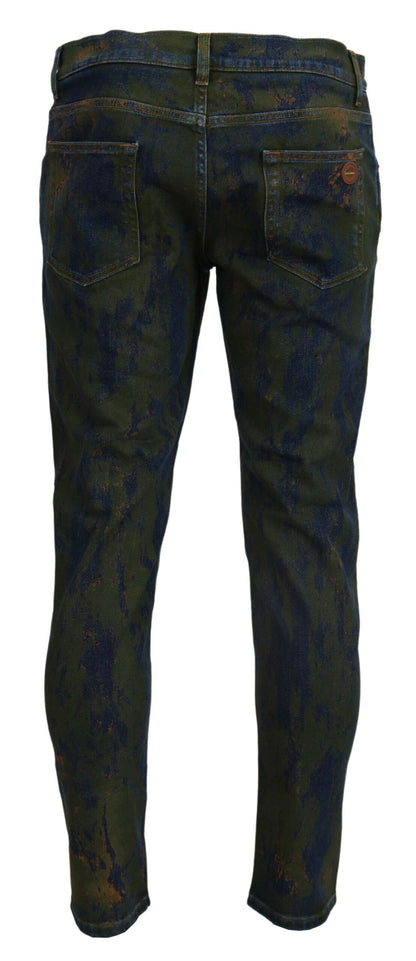 Dolce &amp; Gabbana Blaugrüne Skinny-Jeans aus Baumwolldenim