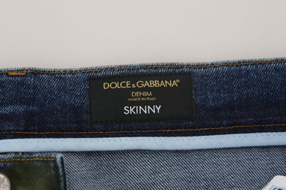 Dolce &amp; Gabbana Blaugrüne Skinny-Jeans aus Baumwolldenim