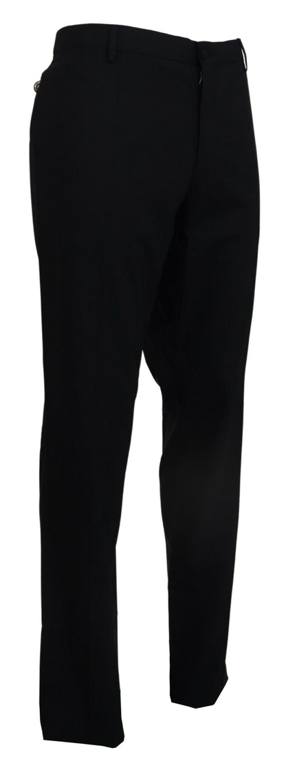 Dolce &amp; Gabbana – Schwarze, formelle Slim-Fit-Hose aus Stretchwolle