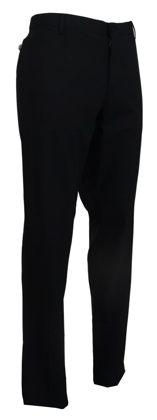 Dolce &amp; Gabbana – Schwarze, formelle Slim-Fit-Hose aus Stretchwolle