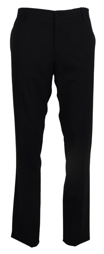 Dolce &amp; Gabbana – Schwarze, formelle Slim-Fit-Hose aus Stretchwolle