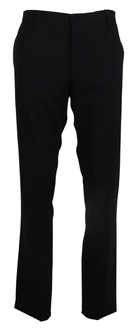 Dolce &amp; Gabbana – Schwarze, formelle Slim-Fit-Hose aus Stretchwolle