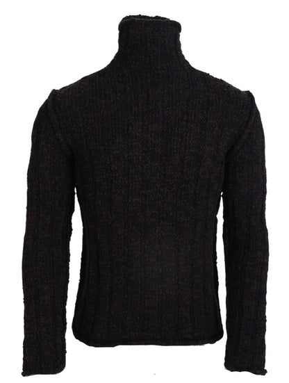 Dolce &amp; Gabbana – Brauner Rollkragenpullover aus Wollstrick