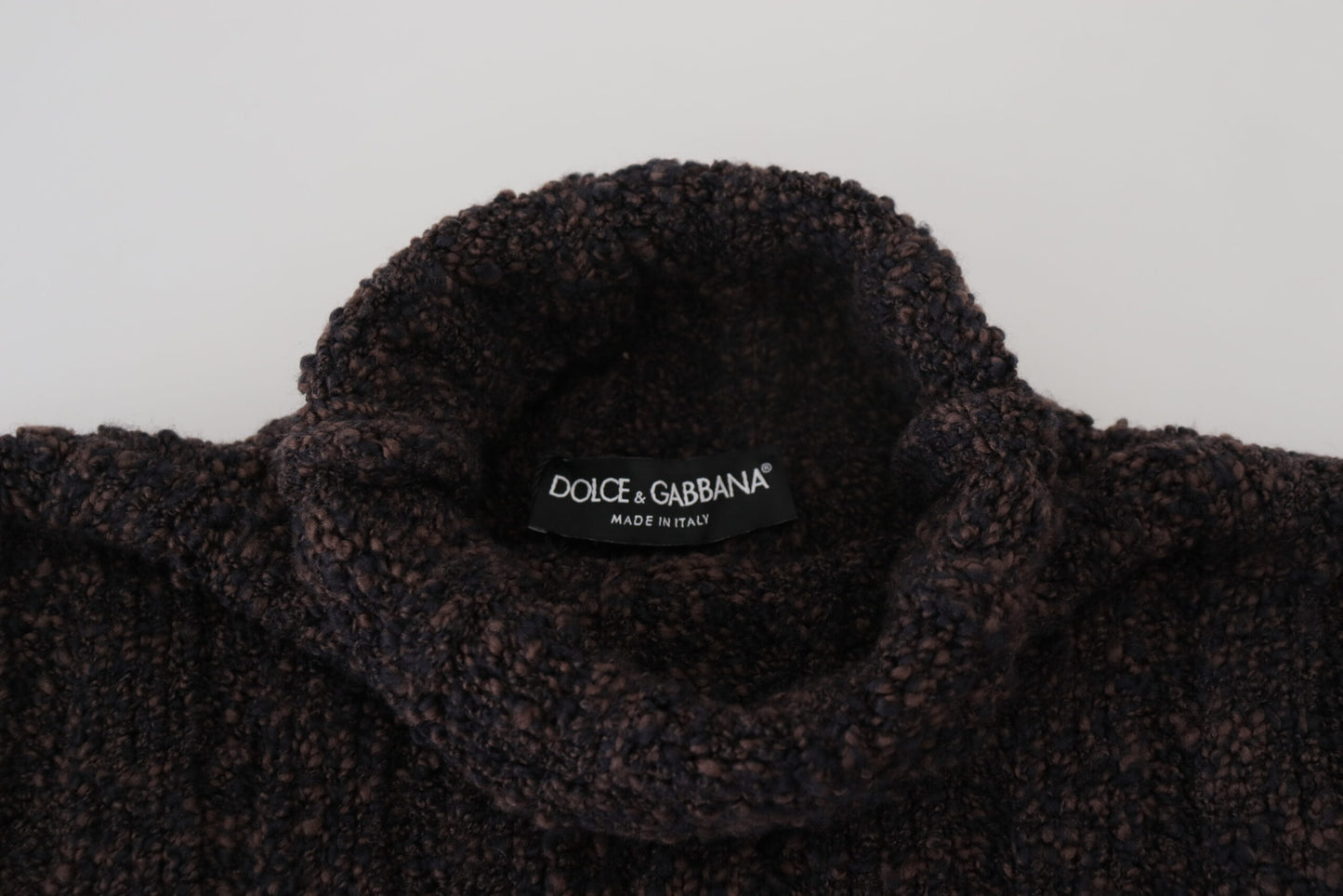 Dolce &amp; Gabbana – Brauner Rollkragenpullover aus Wollstrick